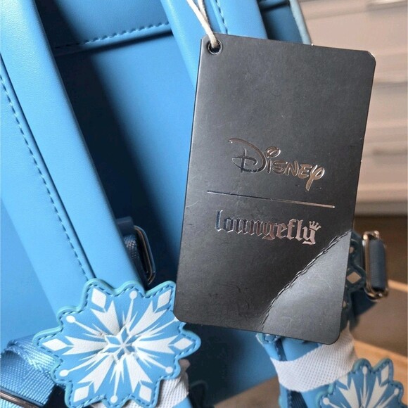 NWT Loungefly Disney Frozen Elsa Mini Backpack Blue Silver Sequin Snowflake NEW main image 12